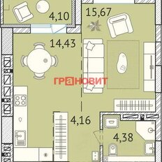 Квартира 44 м², 1-комнатная - изображение 4