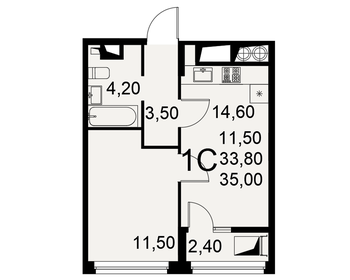 33 м², 1-комнатная квартира 2 790 000 ₽ - изображение 38