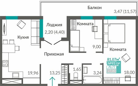 69,9 м², 2-комнатная квартира 9 214 000 ₽ - изображение 34