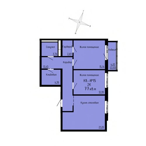 76,9 м², 2-комнатная квартира 13 498 100 ₽ - изображение 1