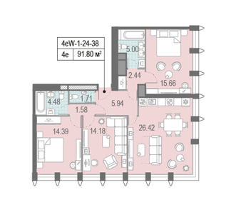 Квартира 93,1 м², 3-комнатная - изображение 1