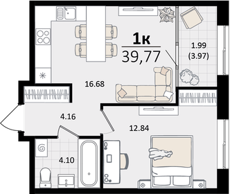 Квартира 39,8 м², 1-комнатная - изображение 1