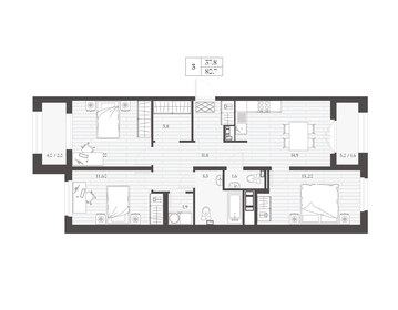 Квартира 80,7 м², 3-комнатная - изображение 1