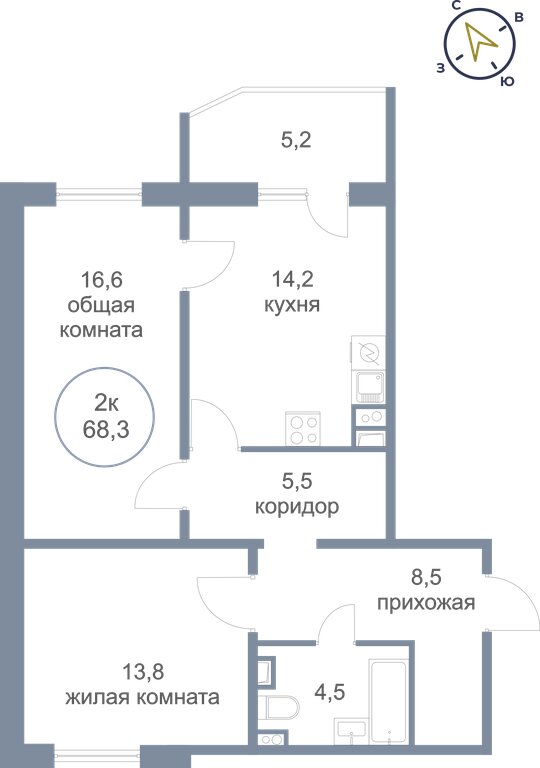 Варианты планировок ЖК «Яркий» - планировка 6