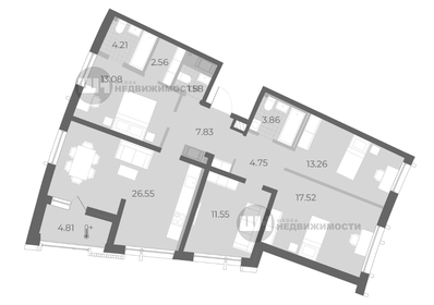 Квартира 106,8 м², 4-комнатная - изображение 1