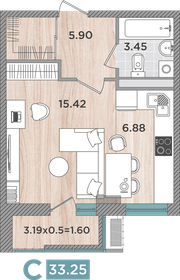 Квартира 33,3 м², студия - изображение 1