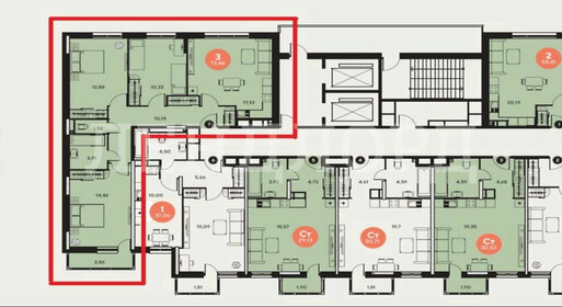 Квартира 74 м², 3-комнатная - изображение 2