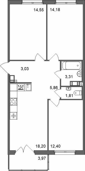 74,5 м², 3-комнатная квартира 9 628 054 ₽ - изображение 1