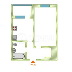 Квартира 33,3 м², 1-комнатная - изображение 1