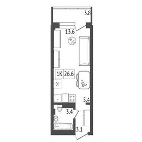 Квартира 26,4 м², 1-комнатная - изображение 2