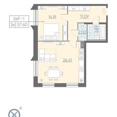 Квартира 57,8 м², 1-комнатные - изображение 2