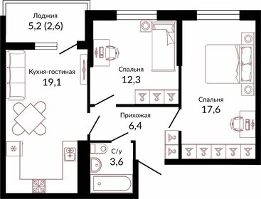 59,5 м², 2-комнатная квартира 10 192 350 ₽ - изображение 22