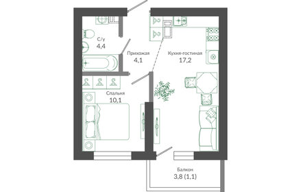36,2 м², 1-комнатная квартира 15 914 300 ₽ - изображение 27