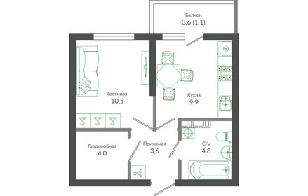 35,3 м², 1-комнатная квартира 13 879 960 ₽ - изображение 61