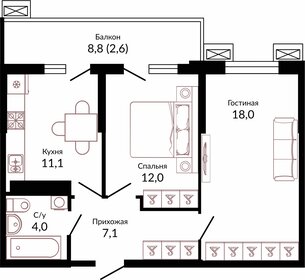 Квартира 54,8 м², 2-комнатная - изображение 1