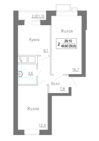49 м², 2-комнатная квартира 9 000 000 ₽ - изображение 52