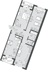 94,5 м², 3-комнатная квартира 14 100 000 ₽ - изображение 83