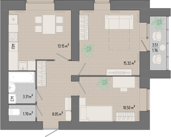 30,7 м², квартира-студия 3 380 000 ₽ - изображение 63