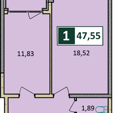 Квартира 47,6 м², 1-комнатная - изображение 2