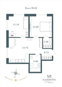 Квартира 53,8 м², 2-комнатные - изображение 1