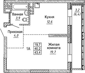 Квартира 2024 м², 1-комнатная - изображение 1