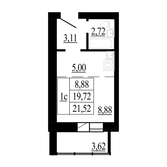 21,5 м², квартира-студия 2 259 600 ₽ - изображение 51