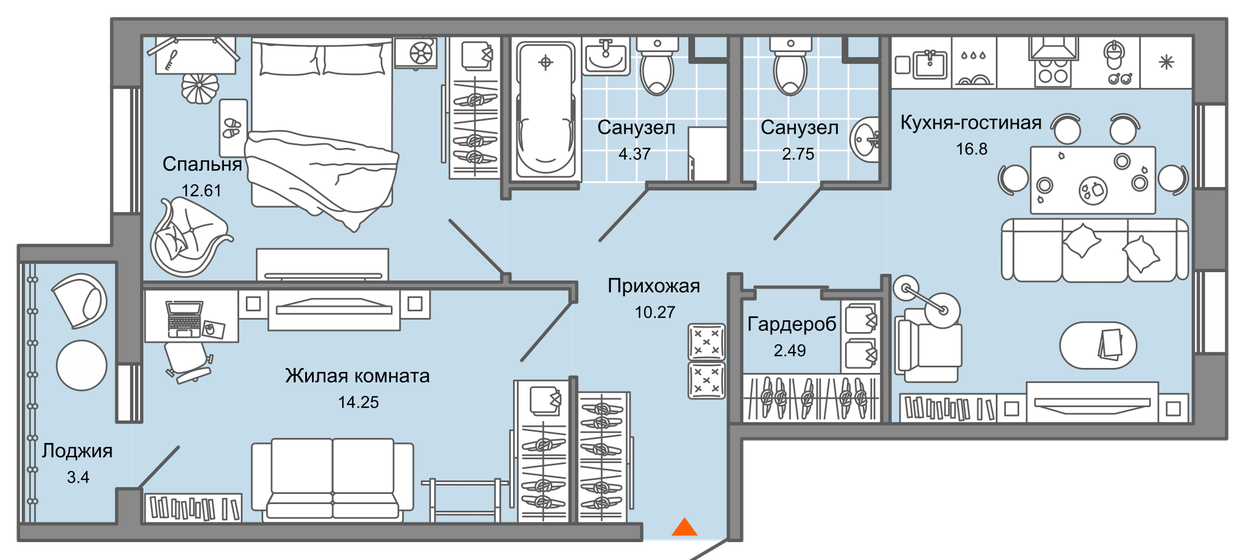 65 м², 3-комнатная квартира 5 304 012 ₽ - изображение 1