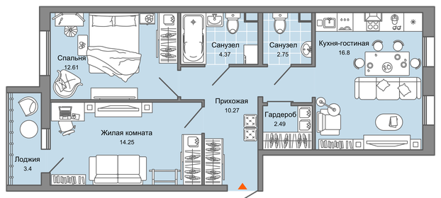 63 м², 3-комнатная квартира 5 271 816 ₽ - изображение 31