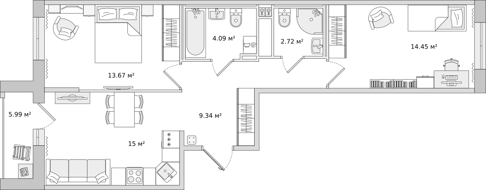 65,3 м², 2-комнатная квартира 9 162 401 ₽ - изображение 25