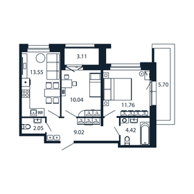 Квартира 54,1 м², 2-комнатная - изображение 1