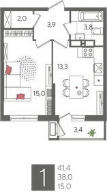 49,4 м², 1-комнатная квартира 5 500 000 ₽ - изображение 25