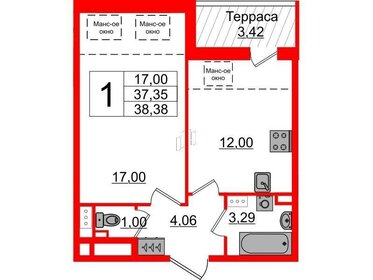 Квартира 37 м², 1-комнатная - изображение 1