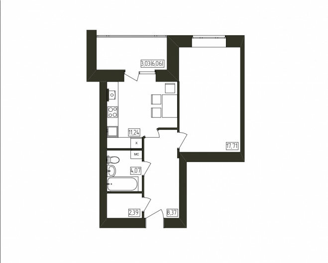 47,7 м², 1-комнатная квартира 3 764 350 ₽ - изображение 1