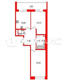 Квартира 54,1 м², 2-комнатная - изображение 1