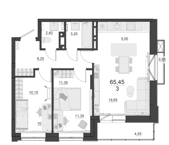 65,5 м², 3-комнатная квартира 6 499 000 ₽ - изображение 17
