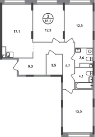 Квартира 81,1 м², 3-комнатная - изображение 1