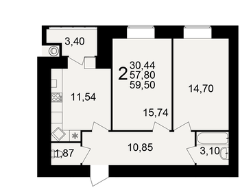 61 м², 3-комнатная квартира 11 300 000 ₽ - изображение 62