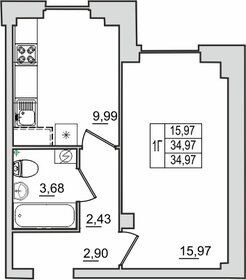 Квартира 35 м², 1-комнатная - изображение 2