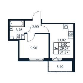 Квартира 31,4 м², 1-комнатная - изображение 2