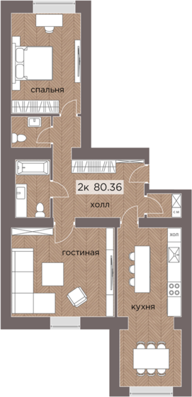 80,4 м², 2-комнатная квартира 5 826 100 ₽ - изображение 1