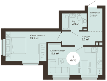 45 м², 1-комнатная квартира 5 310 000 ₽ - изображение 42