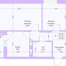 Квартира 52,7 м², 2-комнатная - изображение 2