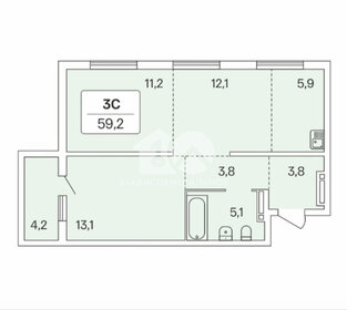 Квартира 59,2 м², 1-комнатная - изображение 1