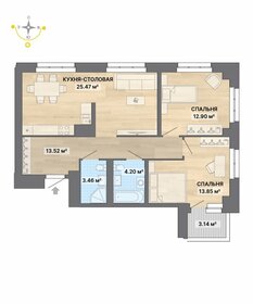 Квартира 76,5 м², 2-комнатная - изображение 1