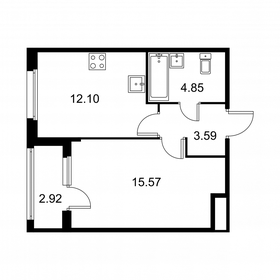 Квартира 37,6 м², 1-комнатная - изображение 1