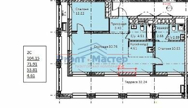 Квартира 104,2 м², 3-комнатная - изображение 1