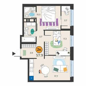 65,9 м², 3-комнатная квартира 5 300 000 ₽ - изображение 118