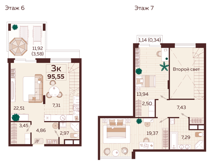 95,6 м², 3-комнатная квартира 33 440 000 ₽ - изображение 1