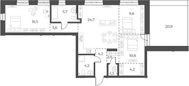 Квартира 93 м², 3-комнатная - изображение 2