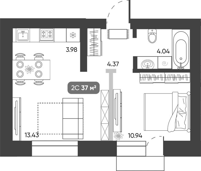 37 м², 2-комнатная квартира 4 800 000 ₽ - изображение 24